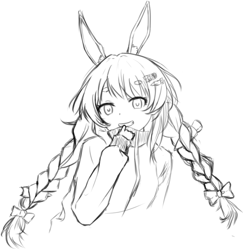 Copy study of Pekora with bunny ears and braided hair